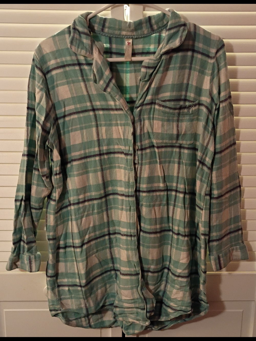 Plaid Lightweight Button-Front Shirt - Blue and White